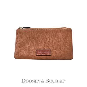 Dooney Bourke Leather Zip Pouch Wallet Brown Pebble ID Case No Interior Tag